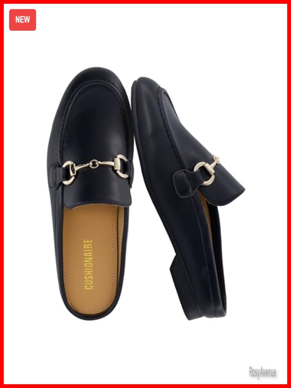 Faux Leather Slip On Mule Loafers Low Heel Chain Detail Business Casual